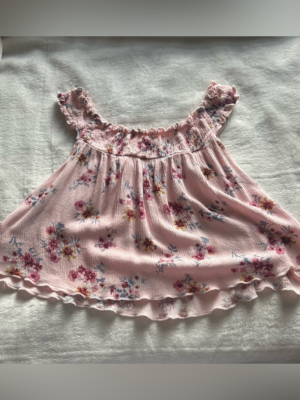 Contempo Casuals Pink Floral Ruffled Crop Top